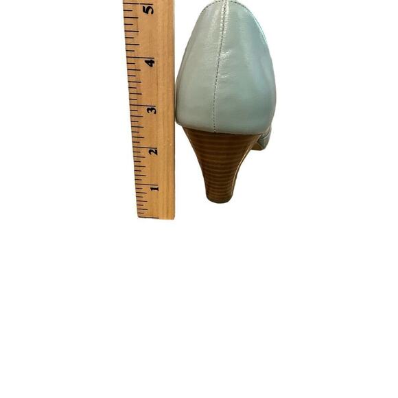 Chelsea Crew Slip-On Sandal Women's 9.5 Green Leather Buckle Peep Toe Block Heel - Picture 3 of 6